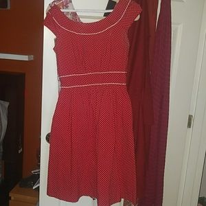 Red Day after Day dress with tiny stain in front